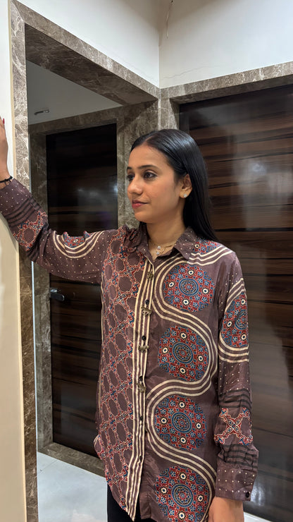 Ajrakh Shirt with statement horse buttons - shirt