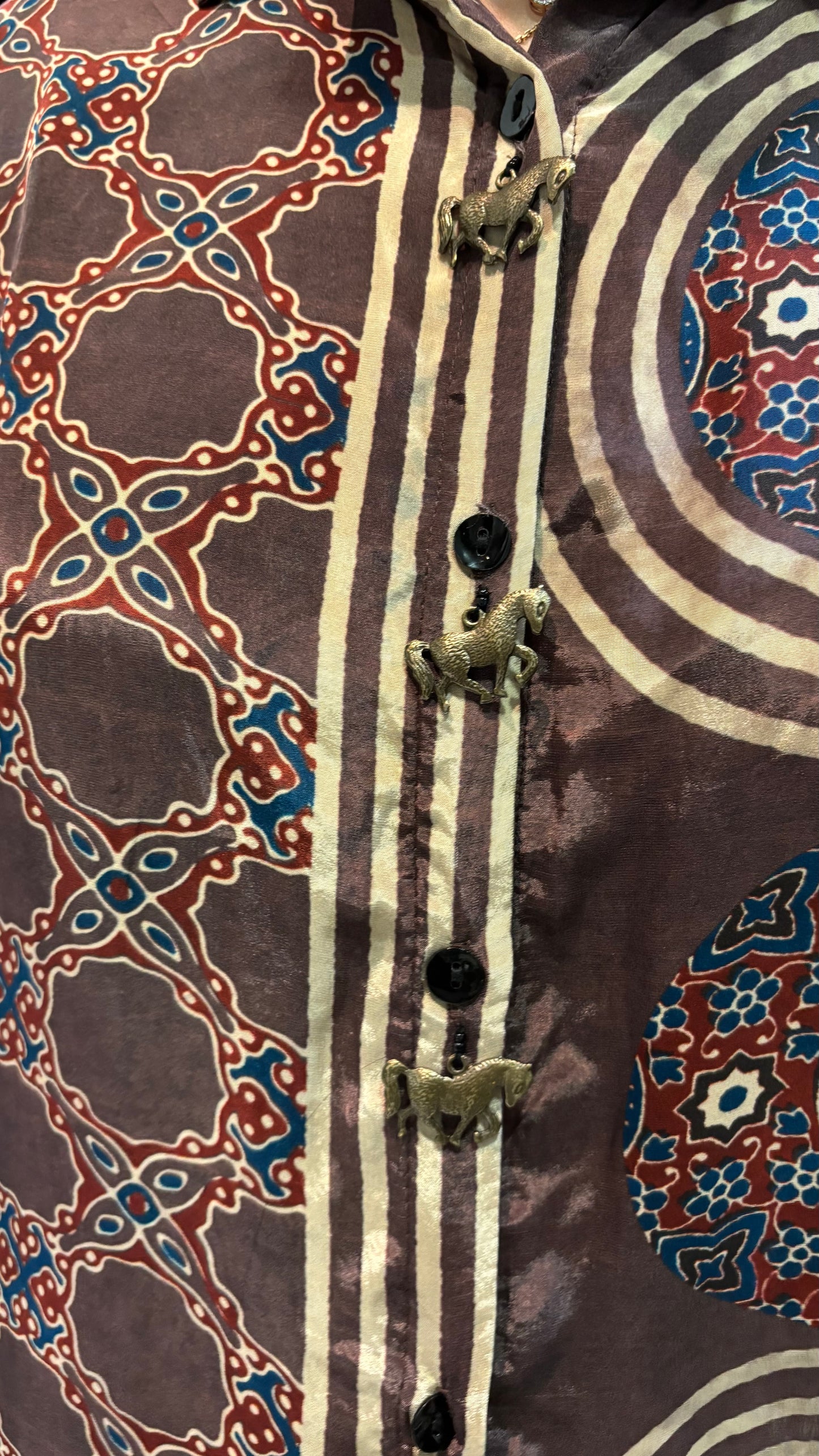 Ajrakh Shirt with statement horse buttons - shirt