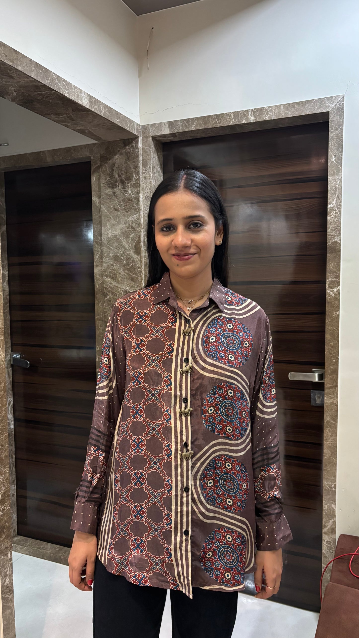 Ajrakh Shirt with statement horse buttons - shirt