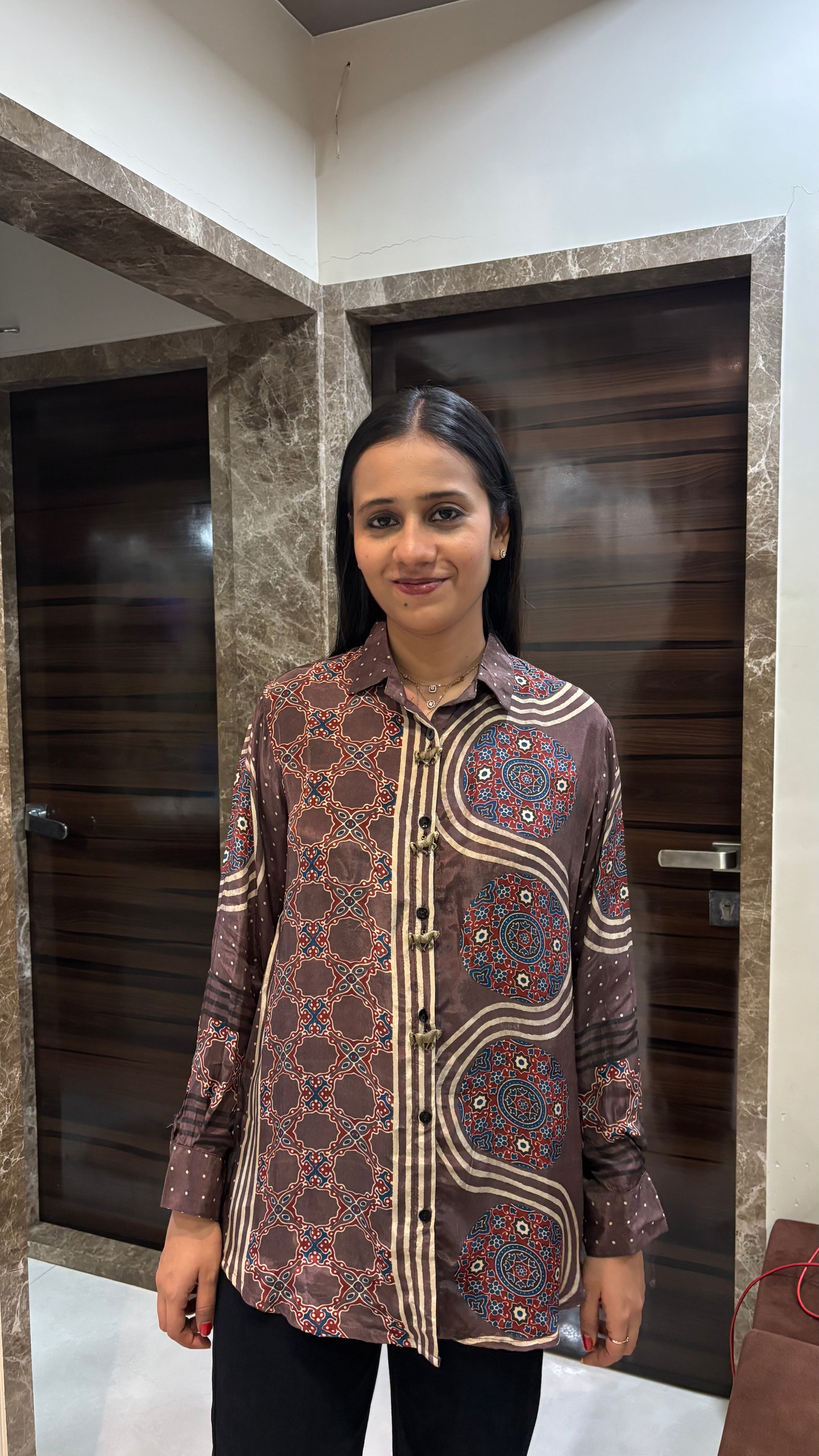 Ajrakh Shirt with statement horse buttons - shirt