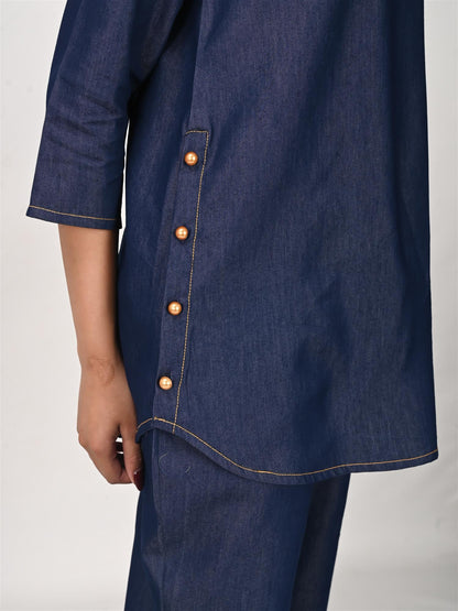 Denim Co-Ord set with Button Detailing - Coord Set for Women