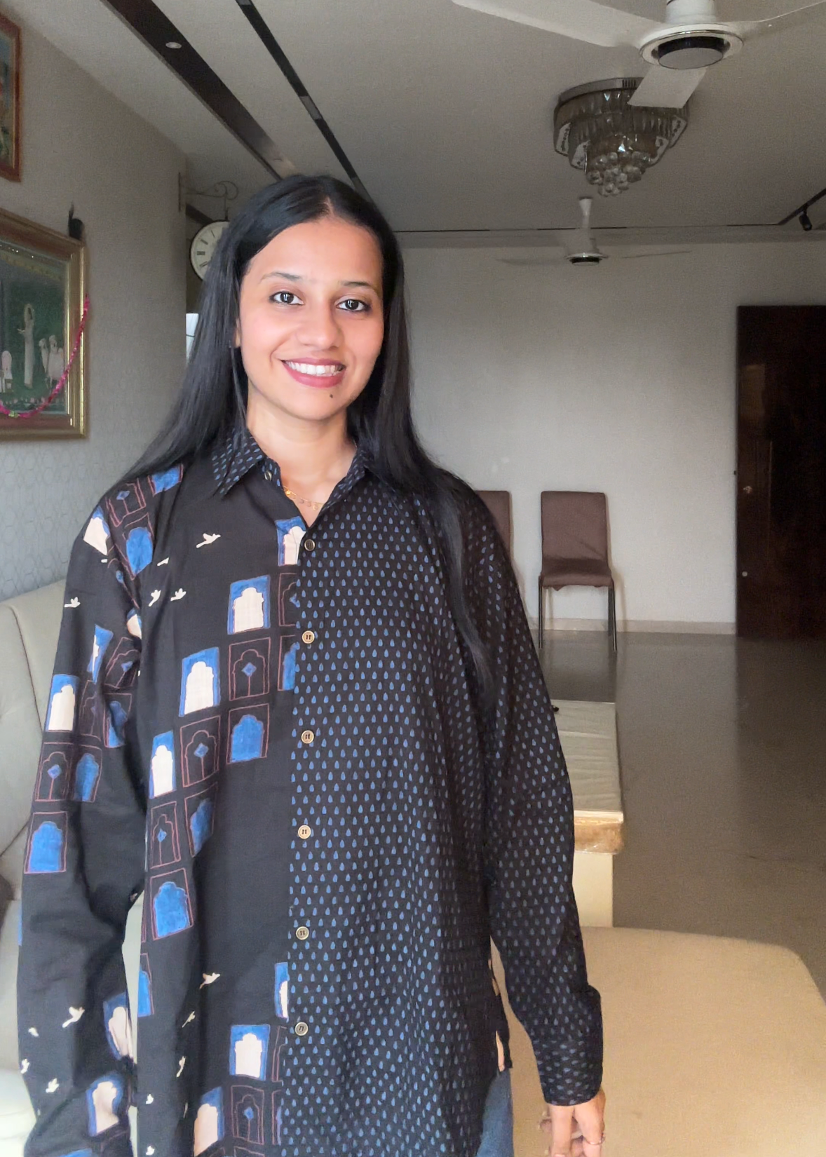 Black Printed Cotton Shirt - shirt