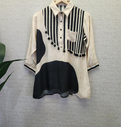 Off White abstract Printed Crepe Top