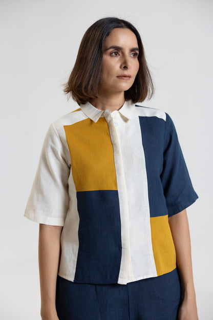 Colour Block Cotton Linen Co-Ord set - Coord Set for Women