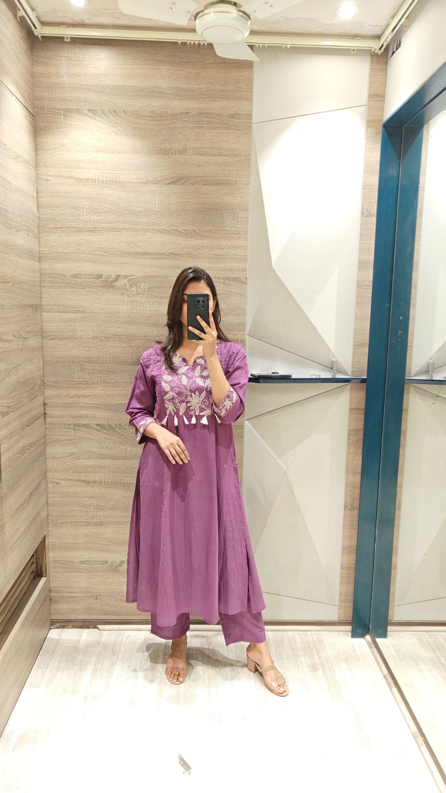 Purple Embroidered Cotton Kurta Set for Women | Stylish Festive & Casual Wear