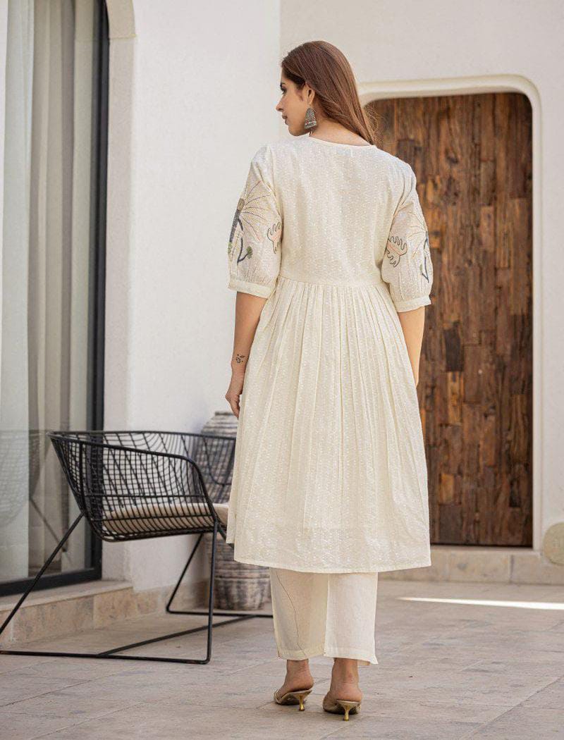 Women’s Off White Embroidered Premium Co-ord Set