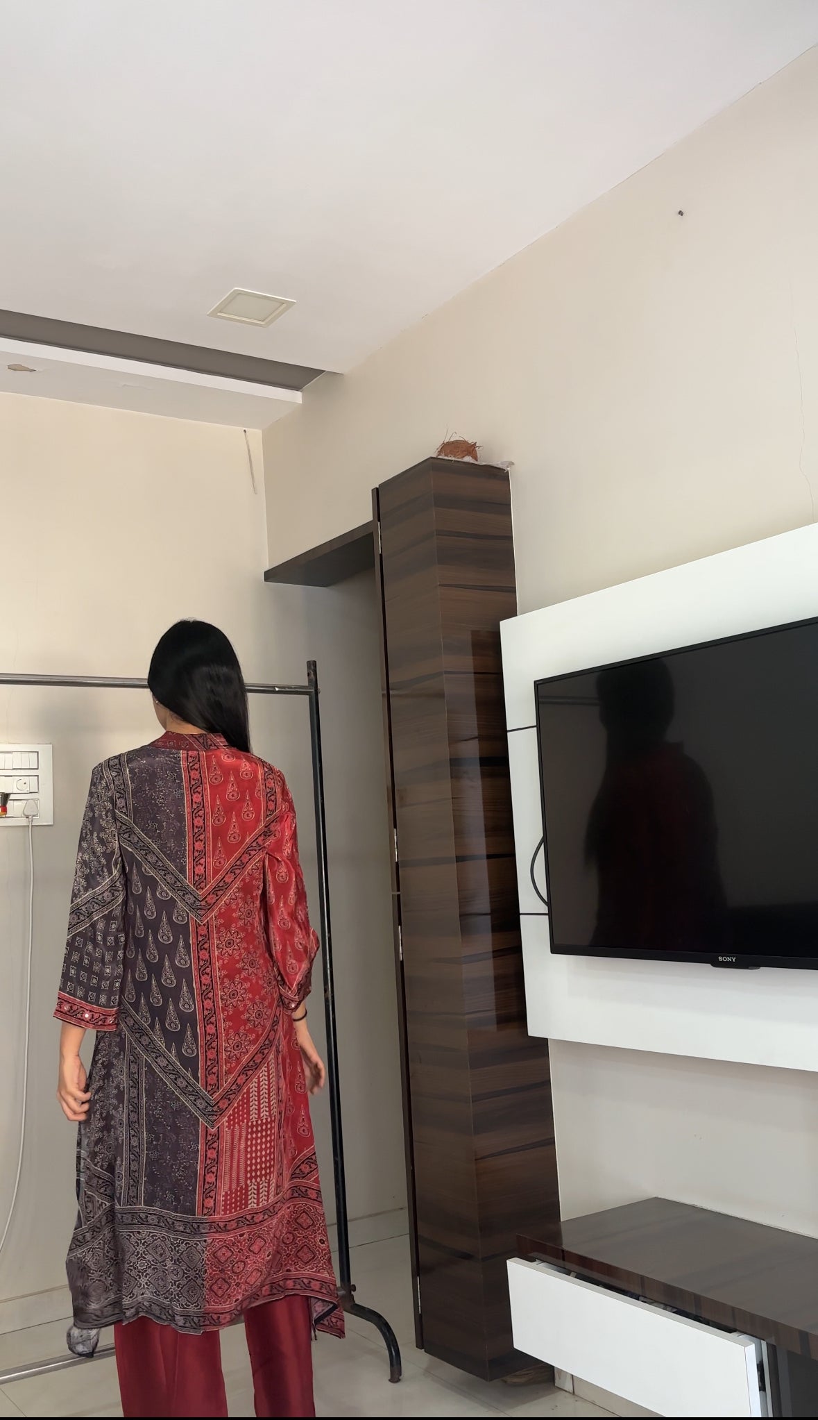 Ajrakh Print Mirror work Kurta Pant set- Red/Brown and Brown/Blue Colour - Kurti Pant Set