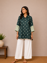 Designer Crepe Fabric Bandhej and Shibori Print shirt