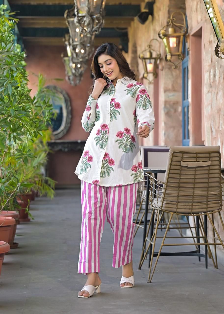 Cotton Co-ord set - Pink / M