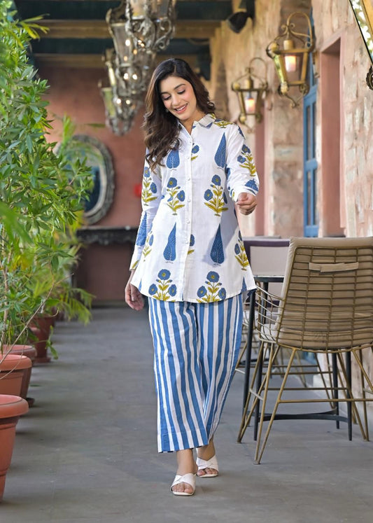 Cotton Co-ord set - Blue / M