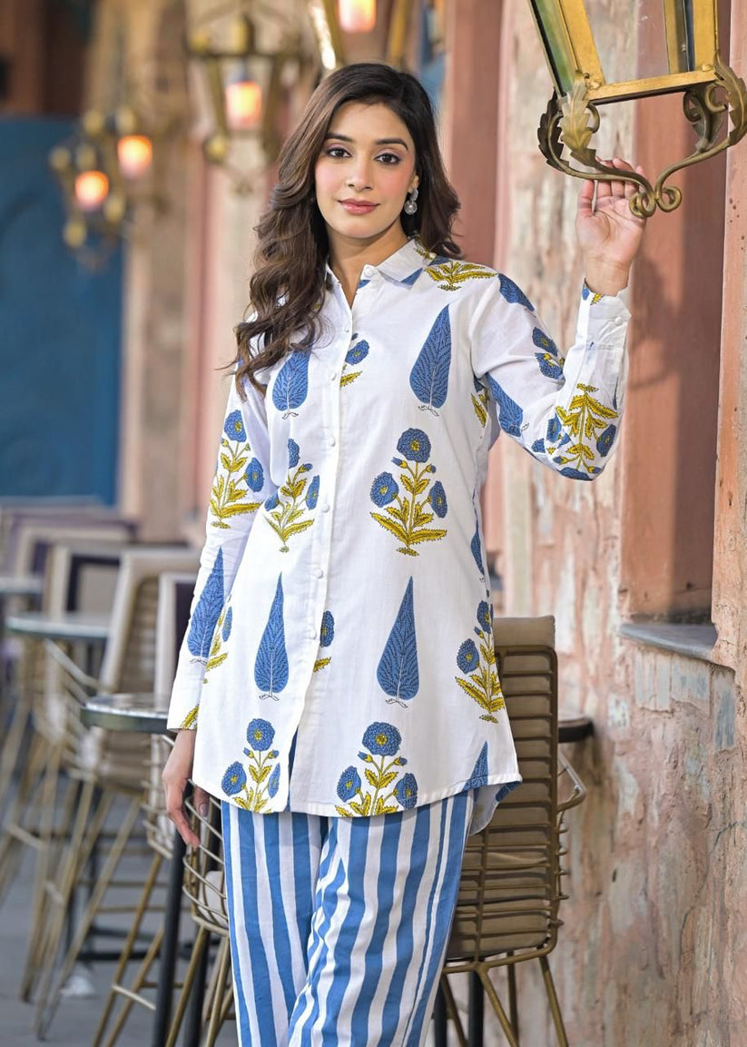 Gray floral shirt and pants (Co-Ord Set ) main image 1
