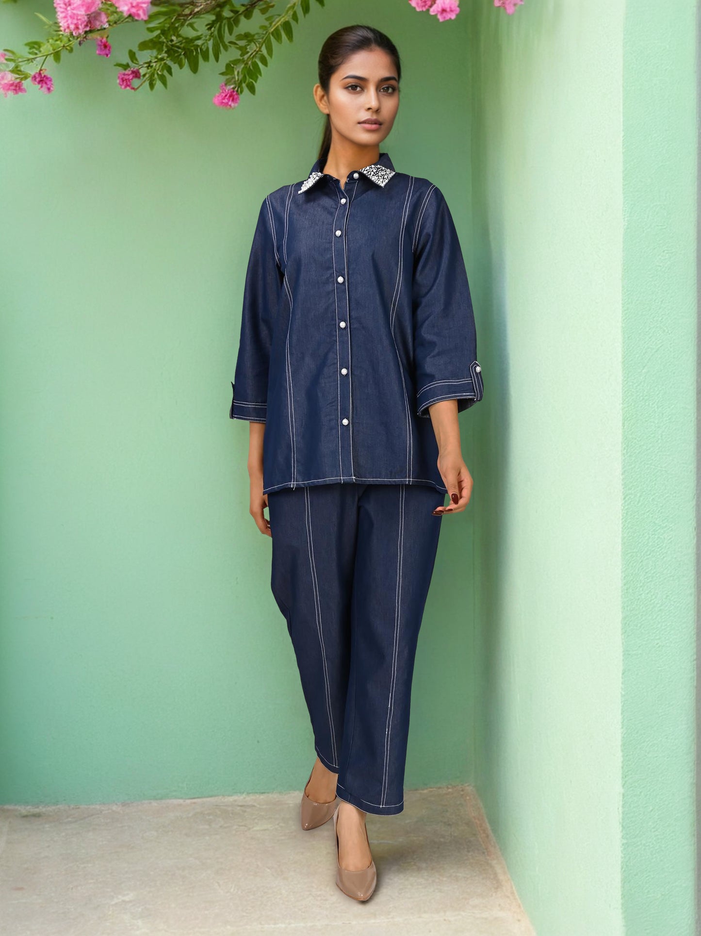 Shanaya Denim Co-Ord with handwork