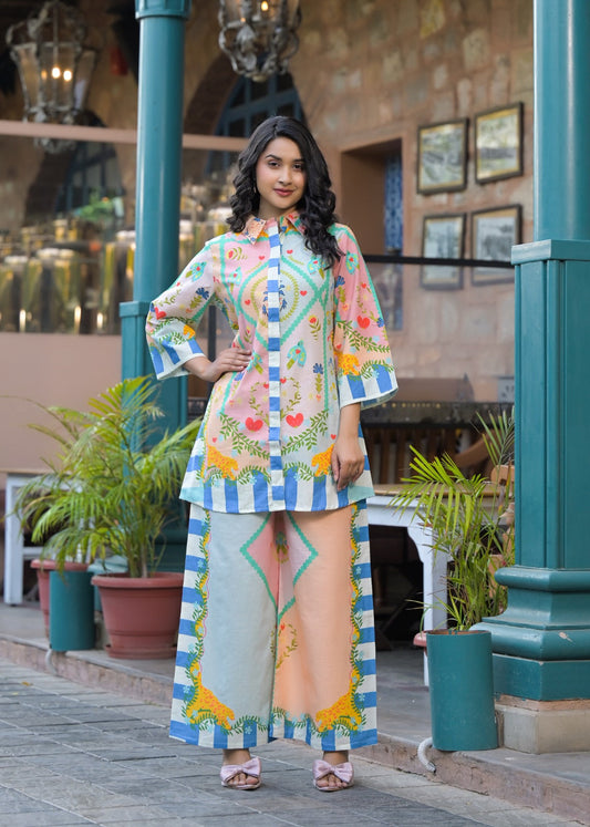 Floral Cotton Linen Co-Ord set for women