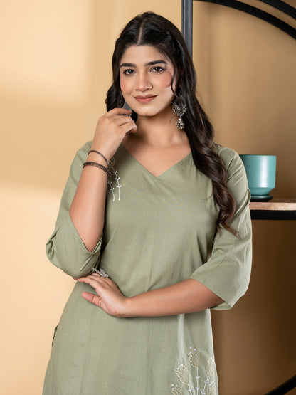 Green Cotton Coordset Loungewear for women