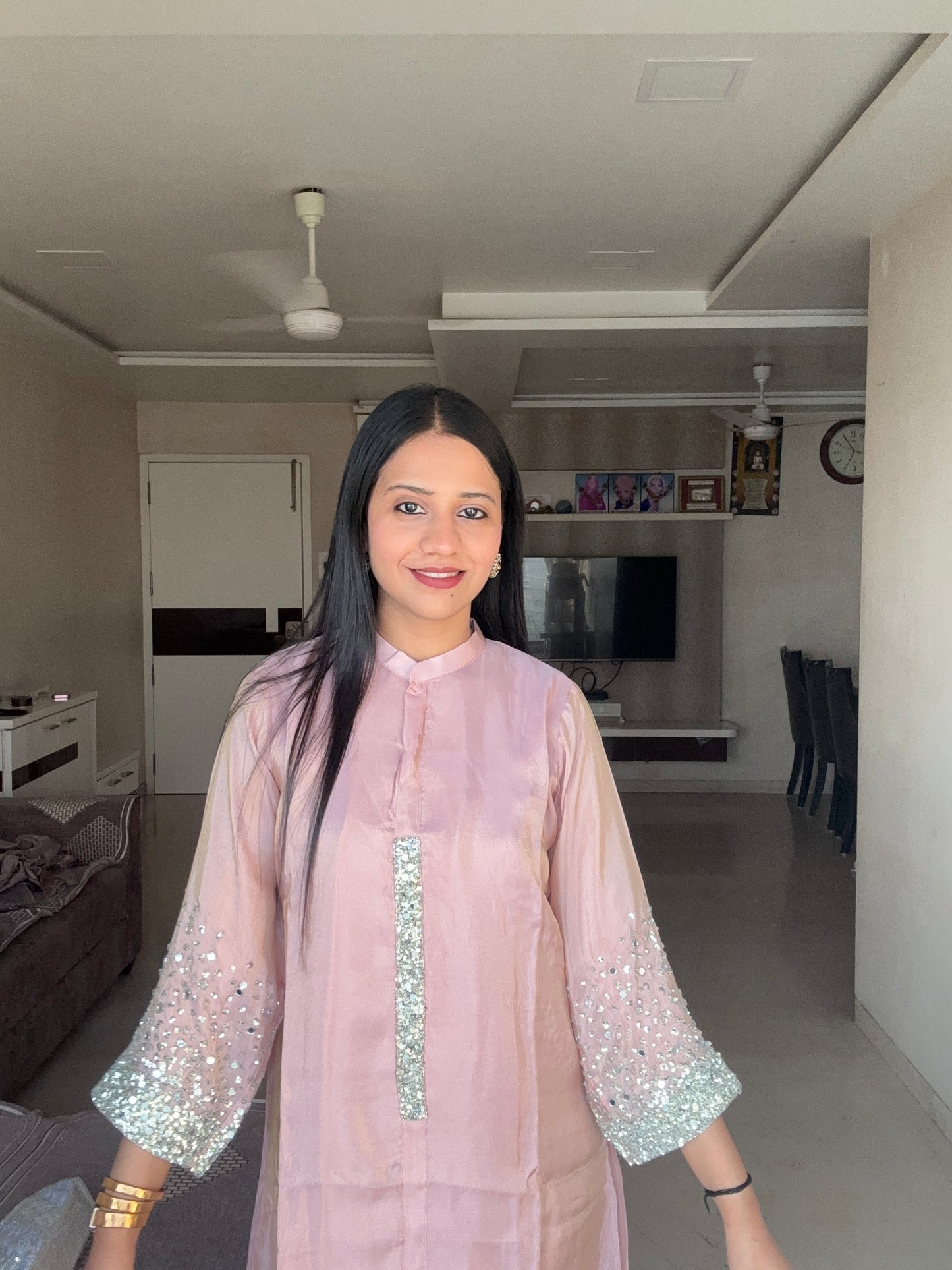 Tissue Glitter work Indo-Western Kurta set