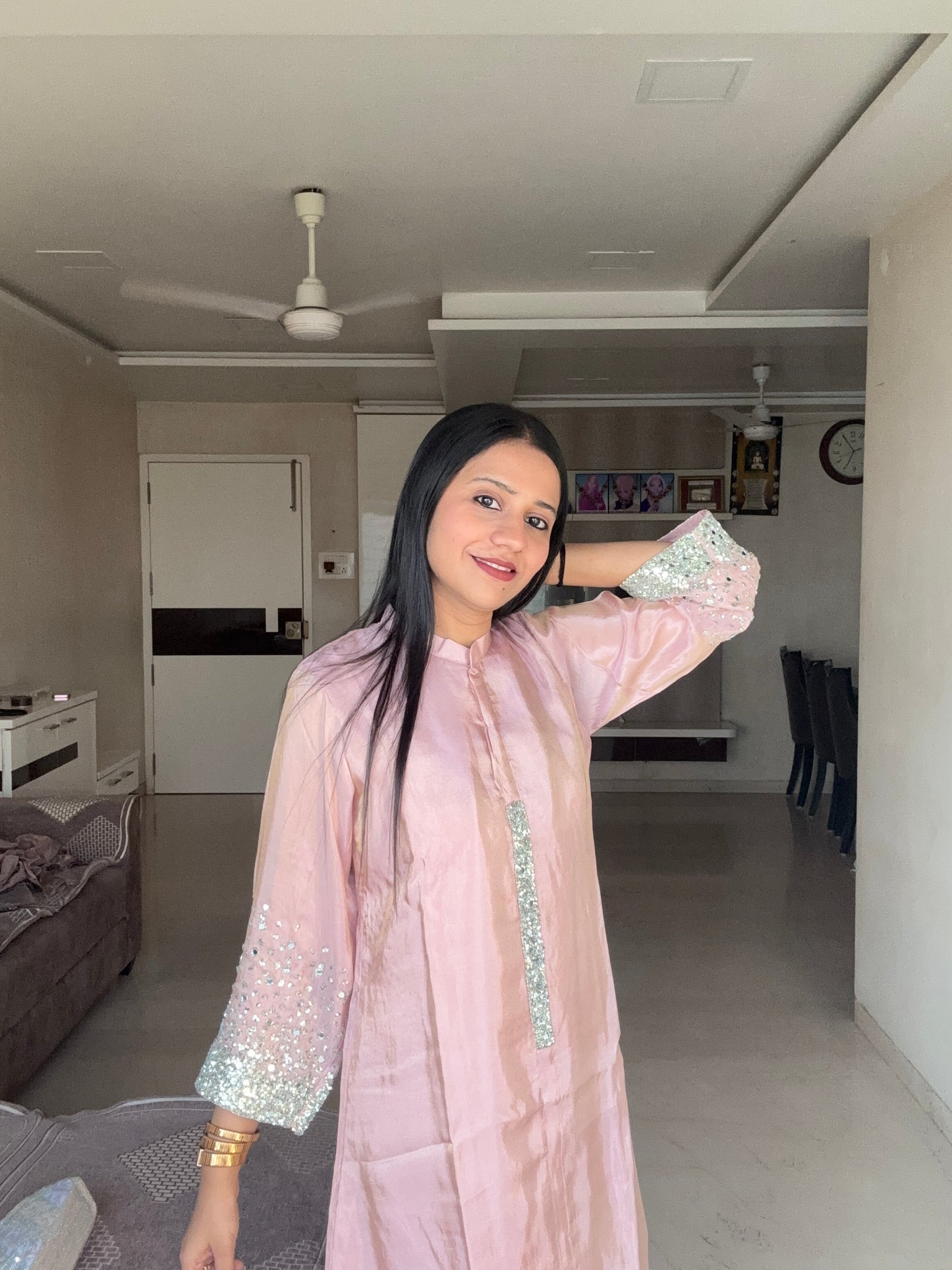 Tissue Glitter work Indo-Western Kurta set