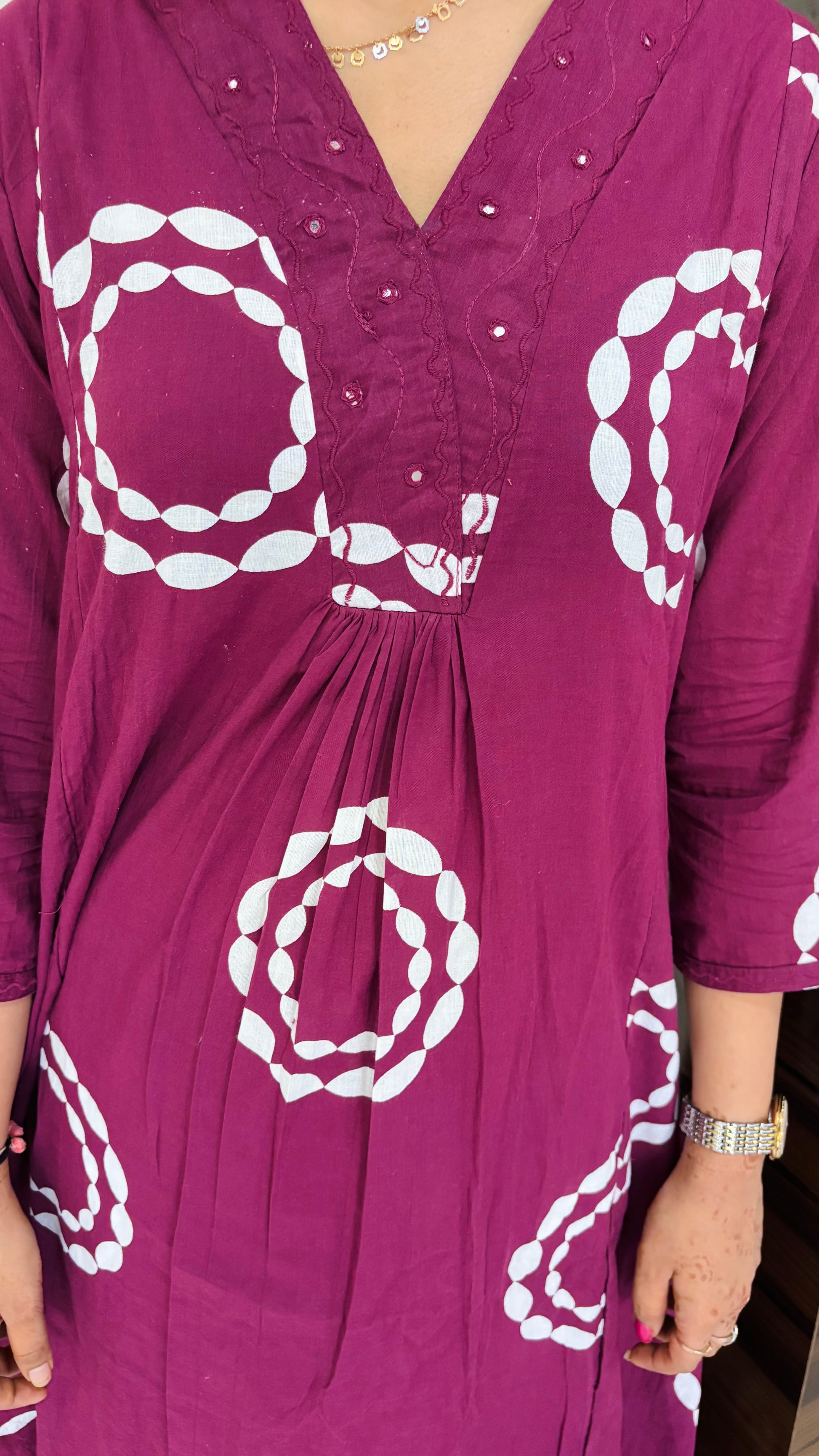 Maroon Printed Kurti Pant set