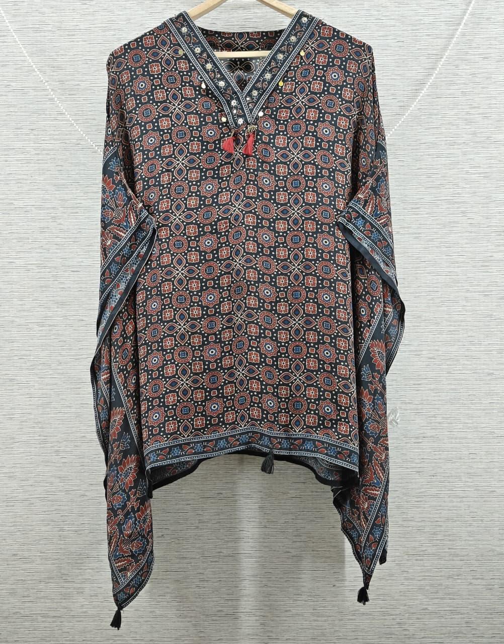 ajrakh kaftan top for women
