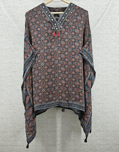 ajrakh kaftan top for women