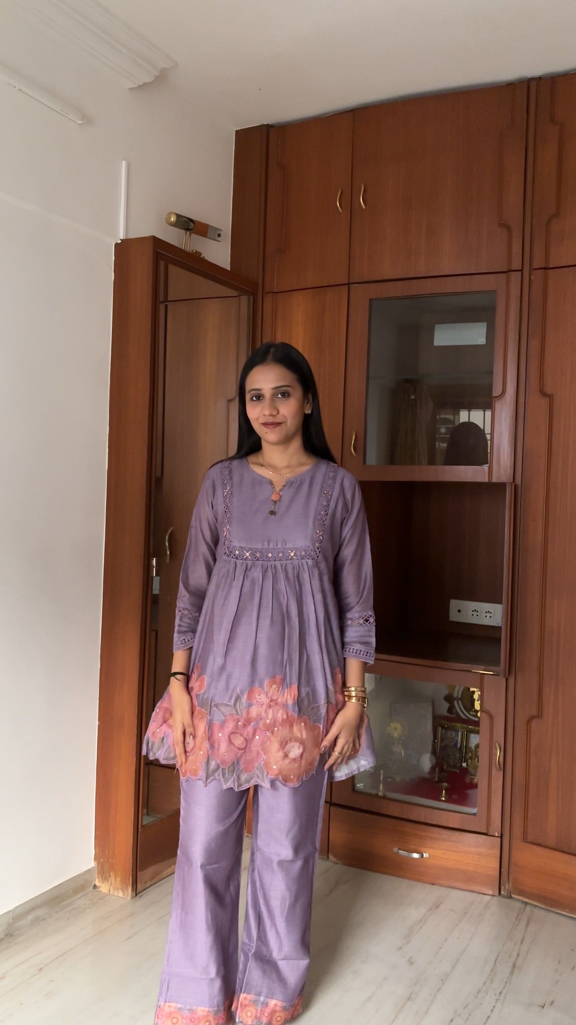 Lavendar Blossom Floral Kurta Pant Set