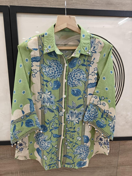 mul chanderi designer shirt for women