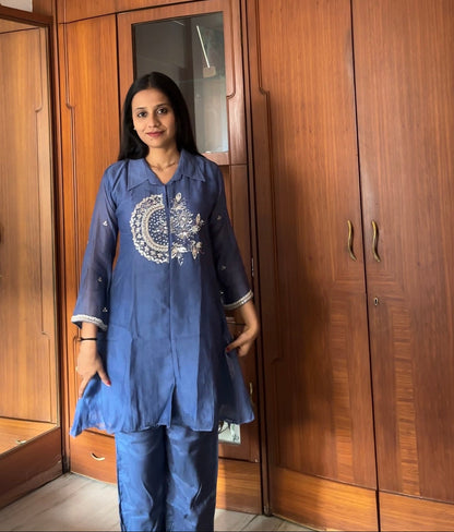 mul chanderi indo-western outfit for women