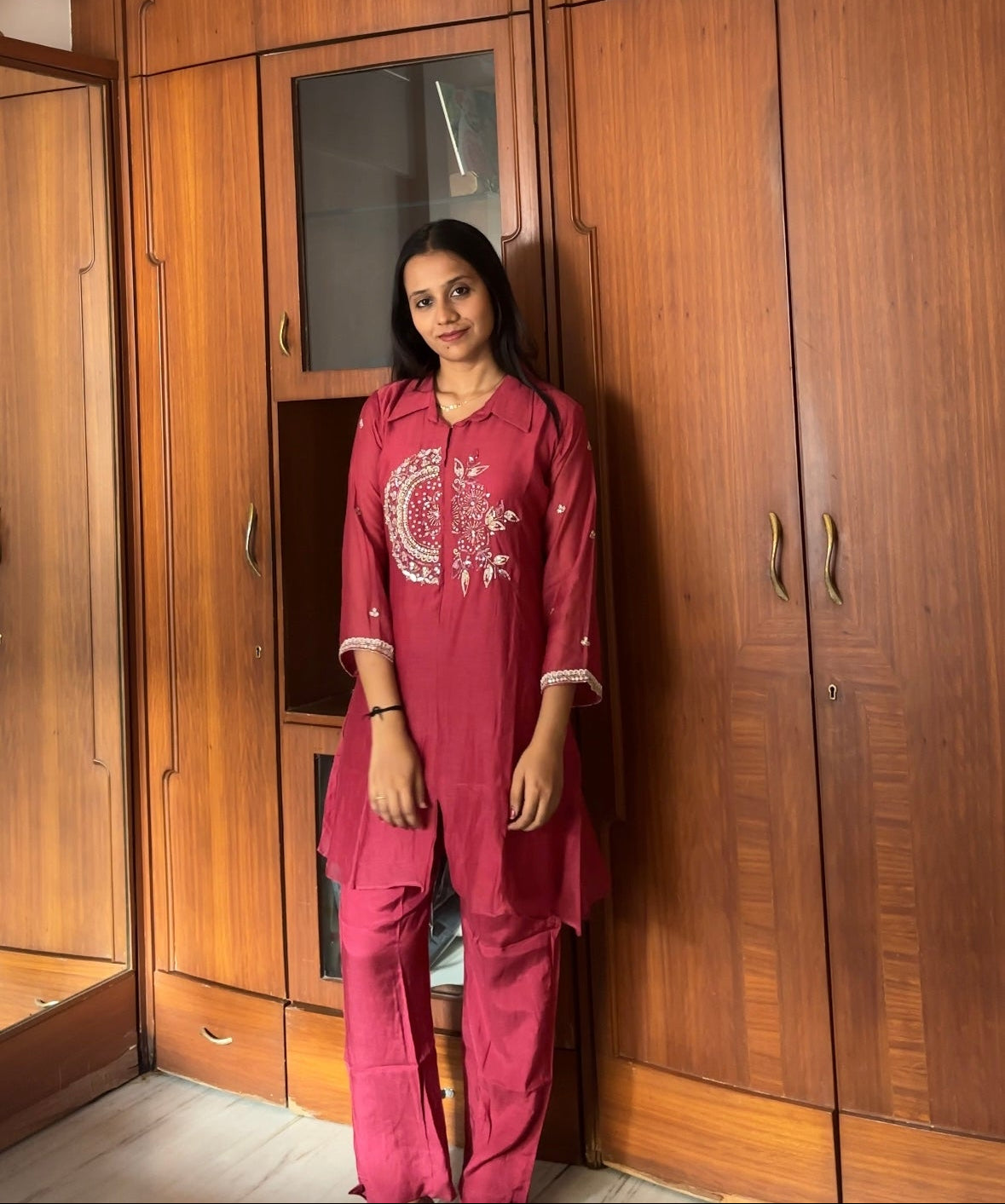 mul chanderi indo-western outfit for women pink
