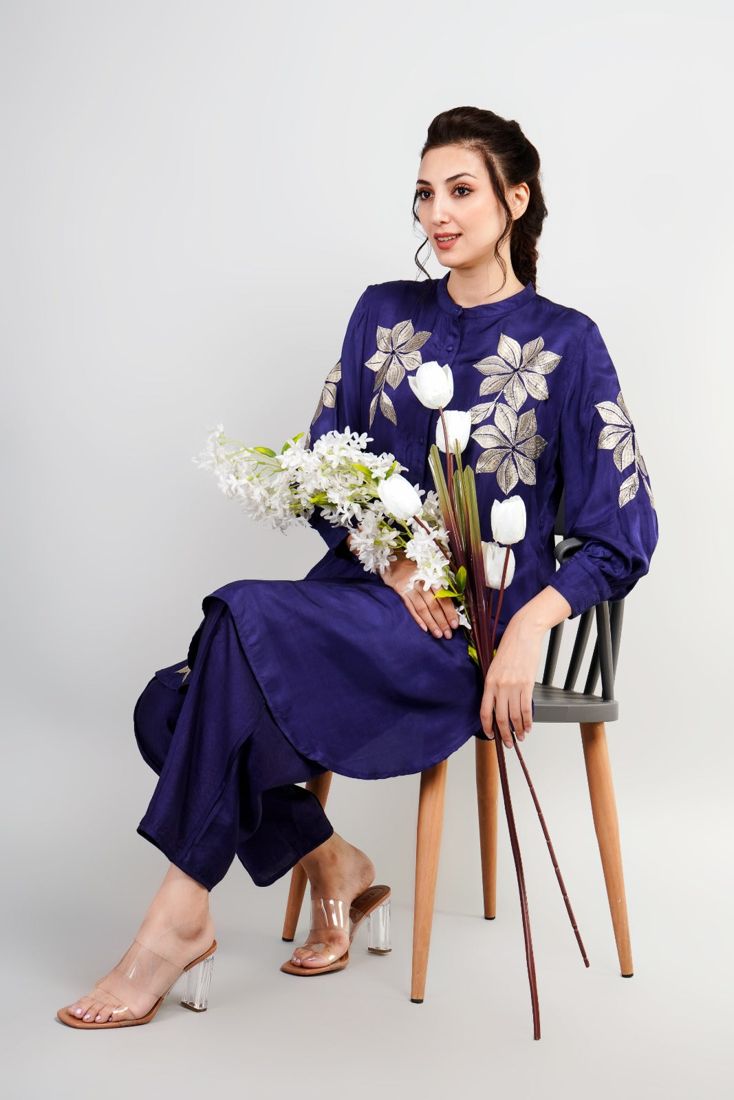Navy Blue Floral Co-Ord Set