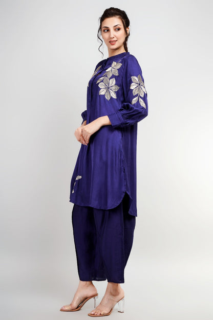 Navy Blue Floral Co-Ord Set