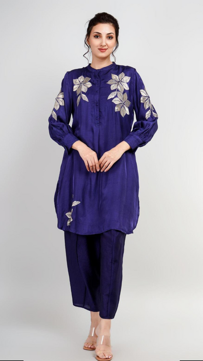 Navy Blue Floral Co-Ord Set