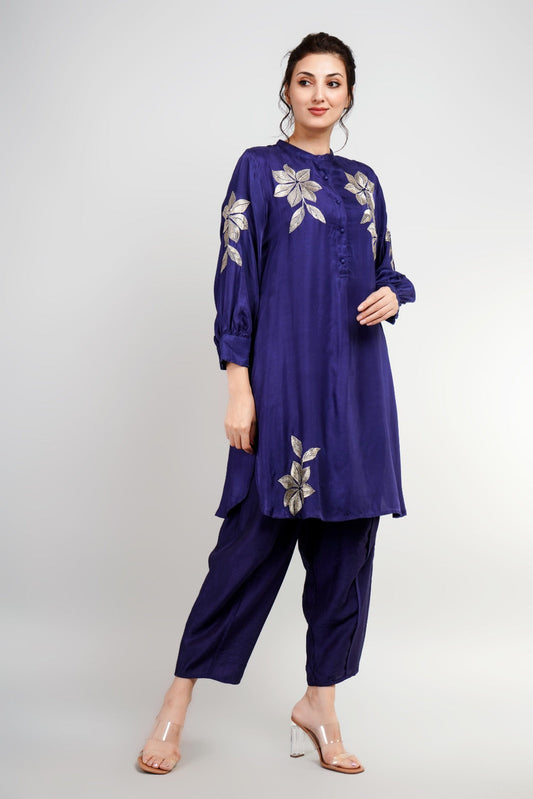 Navy Blue Floral Co-Ord Set