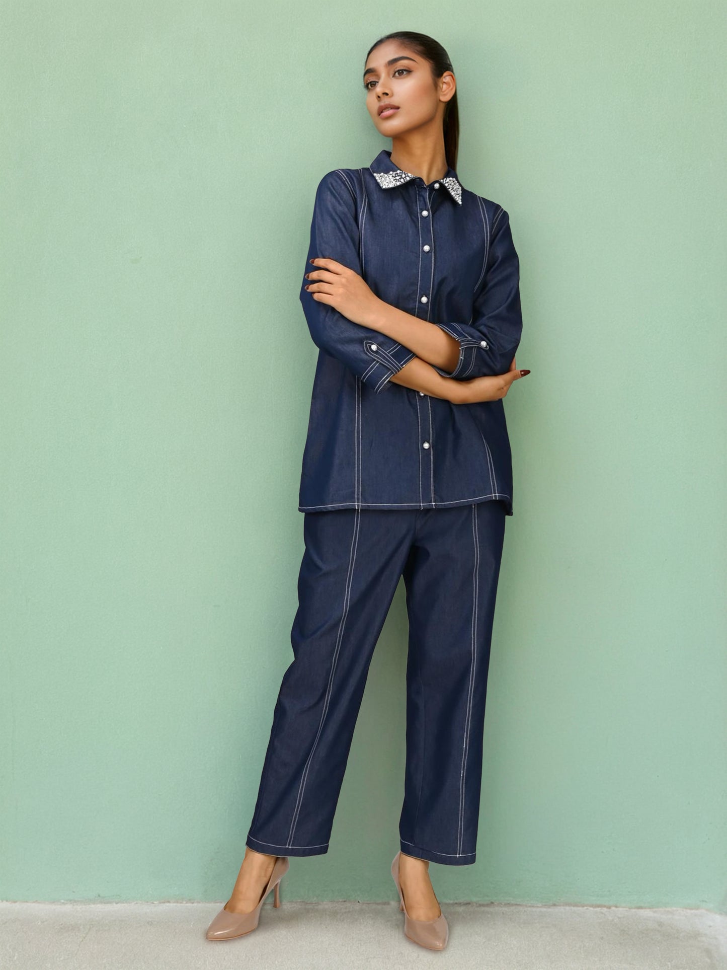 Shanaya Denim Co-Ord with handwork