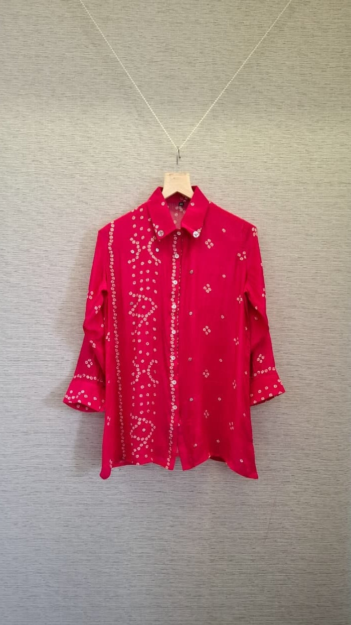 pink bandhani shirt