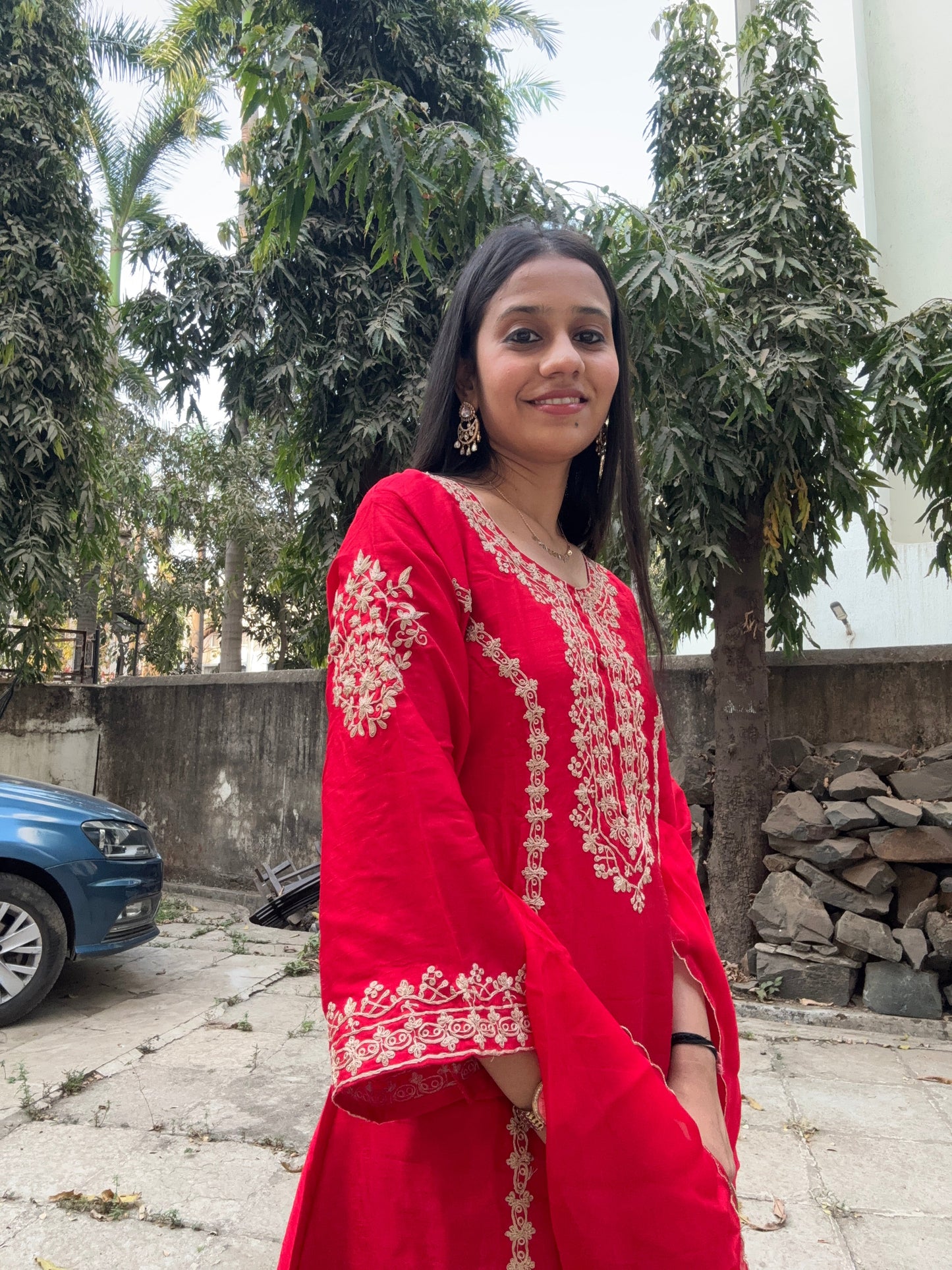 Red Dhoti Pant Dupatta set