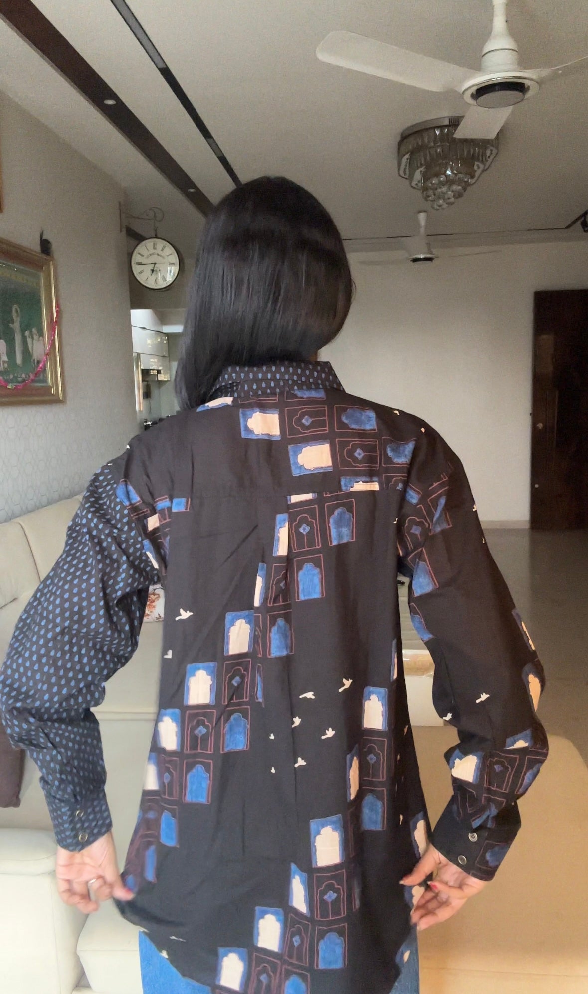 Black Printed Cotton Shirt - shirt
